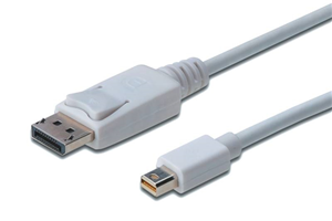 Ideal to connect mobile devices with displays. DisplayPort connection cable, mini DP - DP, M/M, 2.0m, w/interlock, DP 1.1a conform, UL, wh. This high performance HD digital audio and video cable suits for connection of a MacBook, MacBook Air, MacBook Pro, iMac, Mac mini and Mac Pro to a Monitor, Beamer, LCD/TFT Monitor with DP interface, for example