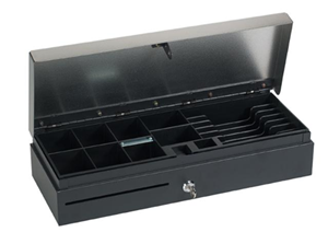 FT-460 Flip Lid Cash Drawer Stainless Steel Top, 460(w)x170(d)x100(h)mm, 24V Solenoid for Receipt Printer connection, 6 Notes, 8 Coins