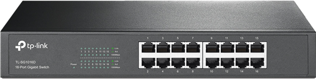 16-port Desktop Gigabit Desktop Switch, 16 10/100/1000M RJ45 ports, 13-inch rack steel case</br></br>