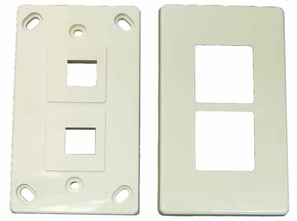 DYNAMIX Dual Port RJ45 Keystone Face Plate - 2x piece. Horizontal Mount.