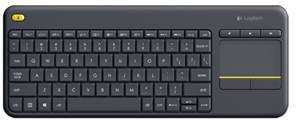 Charcoal Wireless Keyboard with Trackpad, Customizable Control, Media-Friendly TV Keyboard, 2x AA Batteries (Included)
