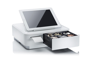 Tablet POS Solution, Cash Drawer + Printer, Bluetooth w/Apple MFi + USB connection, Paper Width 58mm, 4 Note, 8 Coin, iOS, iPhone, iPad, Android, Windows 
compatible paper roll: RA8219, RA8224, RA8247, and RA8261

Compatible scanners are RA3125 and RA3126 - other scanners are not supported