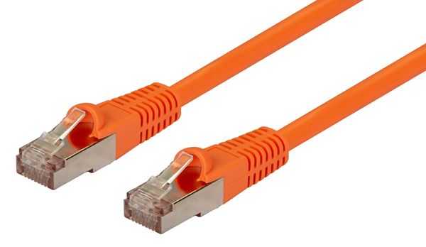 DYNAMIX 1.5m Cat6A S/FTP Orange Slimline Shielded 10G Patch Lead. 26AWG (Cat6 Augmented) 500MHz with Gold Plate Connectors.