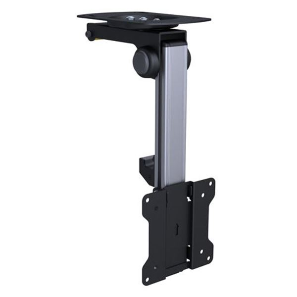 BRATECK 13-27" Fold-up Retractable TV Ceiling Mount with Flexible Sliding Rails. Easy Fold Lock System. Tilt & Swivel. Max load 20Kgs. Supports VESA 75x75 & 100x100. Black Colour.