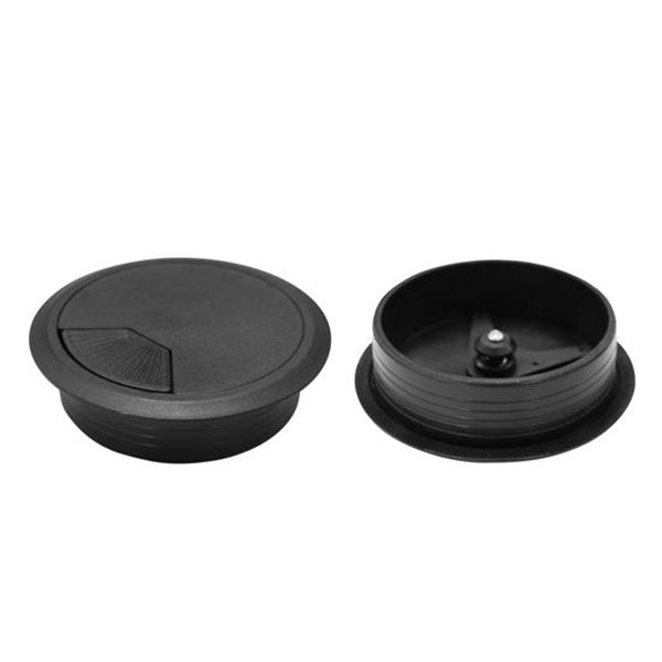 DYNAMIX 60mm Round Desk Grommet. Easily & Neatly Store your Power, Communication, Audio, Video, Computer & Data Cables. Perfect for Installation in Desks, Workstations etc. Black Colour.
