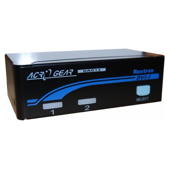 REXTRON 1-2 Automatic DVI USB KVM Switch. Share 1x USB Keyboard, Mouse and DVI-D Video with 2x CPUs. Colour Black.
