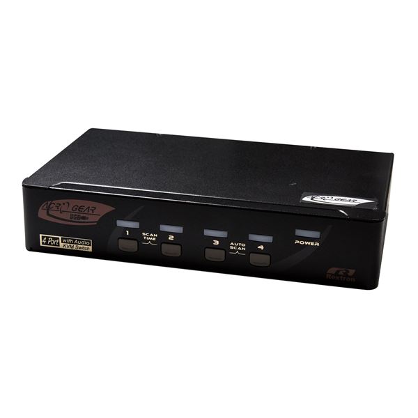 REXTRON 1-4 Automatic VGA/USB KVM Switch. Share 1x USB Keyboard/Mouse & VGA Video with 4x CPU''s. Mic & speaker audio ports, Hot Key Support. 4x USB Hub for sharing peripherals between computers.