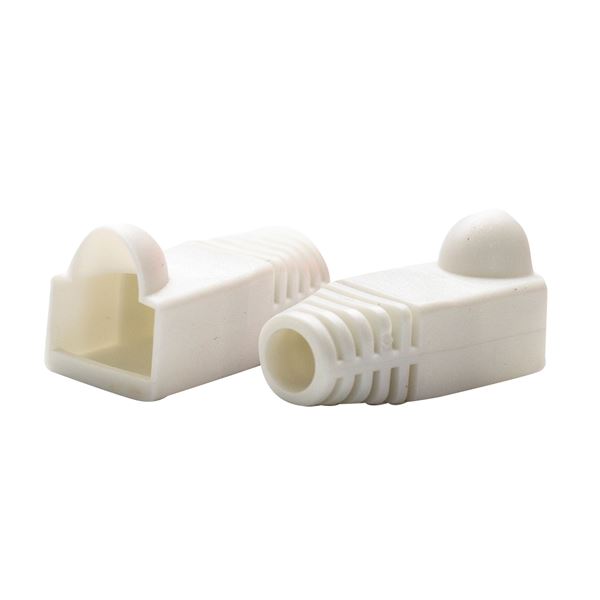 DYNAMIX WHITE RJ45 Strain Relief Boot (6.0mm Outside Diameter). 20pk bag.