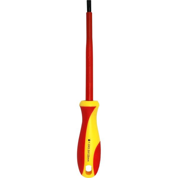 GOLDTOOL 125mm Electrical Insulated VDE Screwdriver. Tested to 1000 Volts AC. (1*5.5*125mm). Yellow/Red Colour Handle