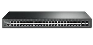 JetStream 48-port Pure-Gigabit L2 Managed Switch, Omada SDN Cloud Management, 48 10/100/1000Mbps RJ45 ports including 4 Gigabit SFP slots, Static Routing, Port/Tag/Voice/Protocol-Based VLAN, Q-in-Q(Double VLAN), GVRP, STP/RSTP/MSTP, IGMP V1/V2/V3 Snooping, COS, DSCP, Rate Limiting, 802.1x, IEEE 802.3ad, L2/3/4 ACL, IP Clustering, Port Mirroring, IP Source Guard, SSL, SSH, CLI, SNMP, RMON, 1U 19-inch rack-mountable steel case