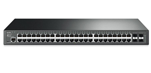 JetStream 48-port Pure-Gigabit L2 Managed Switch, Omada SDN Cloud Management, 48 10/100/1000Mbps RJ45 ports including 4 Gigabit SFP slots, Static Routing, Port/Tag/Voice/Protocol-Based VLAN, Q-in-Q(Double VLAN), GVRP, STP/RSTP/MSTP, IGMP V1/V2/V3 Snooping, COS, DSCP, Rate Limiting, 802.1x, IEEE 802.3ad, L2/3/4 ACL, IP Clustering, Port Mirroring, IP Source Guard, SSL, SSH, CLI, SNMP, RMON, 1U 19-inch rack-mountable steel case</br>