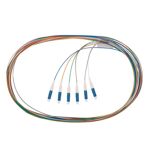 DYNAMIX 2M LC Pigtail G657A1 6 Pk Colour Coded 900um Single-mode Fibre, Tight Buffer LSZH Jacket