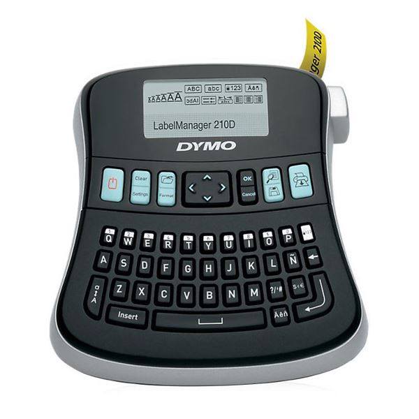 DYMO LabelManager 210D Desktop Labeller, with QWERTY keyboard, 6 font sizes, 7 text styles,8 boxes plus underline,  quick-access button for symbols, quickly access up to 9 frequently-used labels.