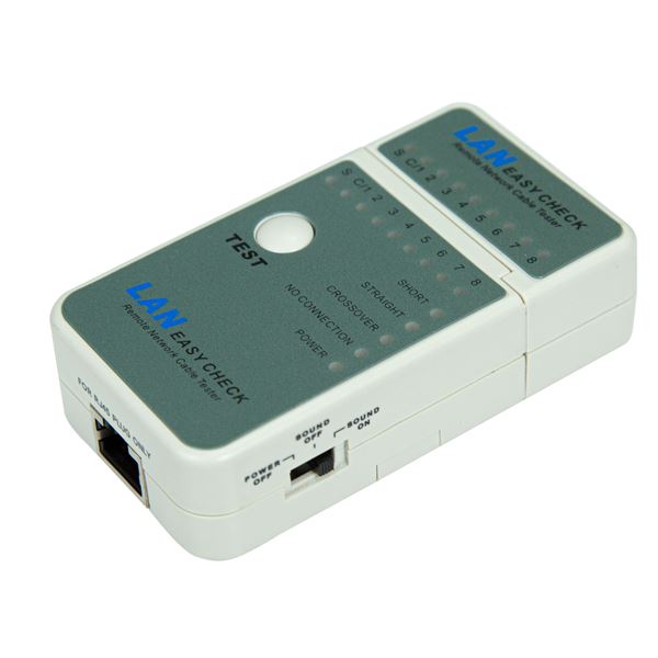 DYNAMIX Mini LAN Data Cable Tester with LED & Beep Sound Indicators. Test RJ45/UTP & STP. Test Open, Short, Straight, & Crossover. 12V Battery Included with Battery Status Indicator. Dims: 90x50x24mm.