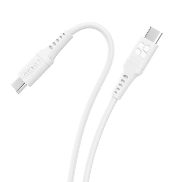 PROMATE 1.2m USB-C Data and Charging Cable. Data Transfer Rate 480Mbs. 60W Power Delivery. Durable Soft Silicon Cable. Tangle Resistant.25000+ Bend Tested. White