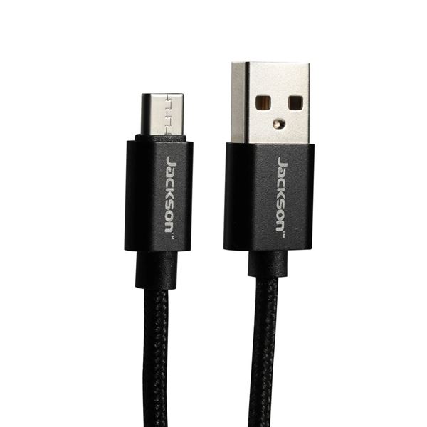 JACKSON 1.5m USB-A to USB-C Sync & Charge Cable. Braided Cable Provides Extra Durability, Black Colour.
