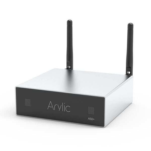 ARYLIC Amplifier Streamer. Supports WiFi & Bluetooth 5.0. Supports AirPlay DLNA, UPnP, Spotify & Qplay. Up to 50W x2 @4Ohm. RJ45 Port, WiFi Antenna Port, IR Remote.