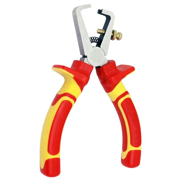 GOLDTOOL 150mm Insulated Wire Stripper Pliers. Large Shoulders to Protect Against Live Contacts. Rubber Easy Grip Handles for Greater Comfort. Red/Yellow Colour