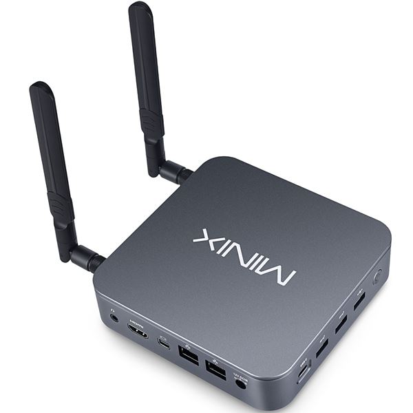 MINIX J51-C8 Max Intel Jasper Lake N5105 Mini PC with Windows 11 Pro. 8GB DDR4, 2x SODIMM Slot, 512GB NVMe SSD, 802.11ax Dual-Band, Wi-Fi 6, Bluetooth 5.2, Supports 4K@60Hz, HDMI, Mini DP, USB-C, 3.5mm Audio.