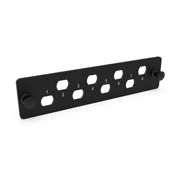 DYNAMIX ST Simplex/FC Simplex 8x Port Plate Unloaded, 2x Tier Screw less Design, Black Colour. For Use with FPP3PB