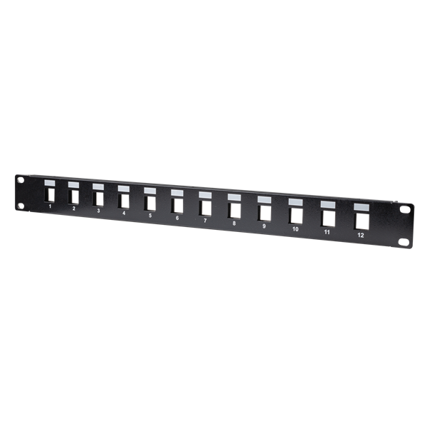 DYNAMIX 19'' 12 Port Unloaded Patch Panel Keystone Inserts, 1RU