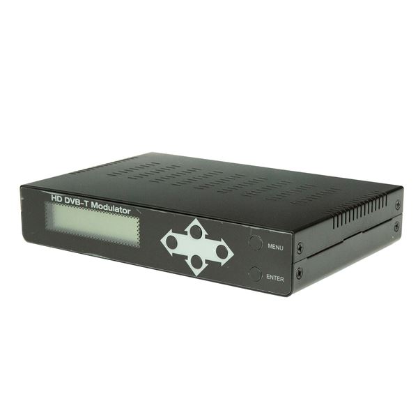 DYNAMIX HDMI to RF Digital Modulator with HDMI Loop Out Port. Supports Full HD 1080p@30Hz, LCD Display, Menu Navigation Keys, 12V DC Power Adapter (Included).