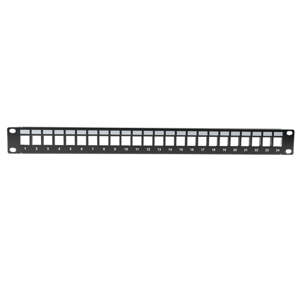 DYNAMIX Horizontal 19'' 1RU Unloaded 24 Port UTP Patch Panel. RoHS Numbered 1-24.