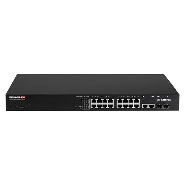 EDIMAX 18 Port Surveillance Long Range Gigabit PoE+ Web Smart Switch with 2 Gigabit RJ45 & 2 SFP Ports. Max Power Budget 280W. Supports PoE up to 200m. IEEE 802.3af/at PoE Compliant. IP Surveillance VLAN