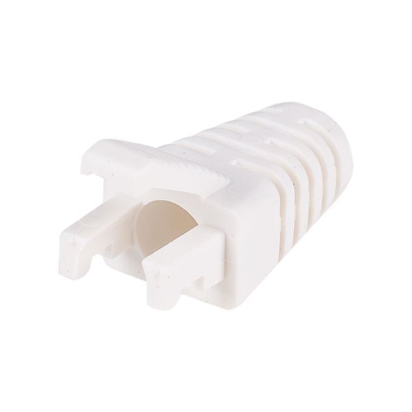 DYNAMIX WHITE RJ45 Strain Relief Boot - Slimline with Clip Protector (6.0 mm Outside Diameter) 20pk Bag