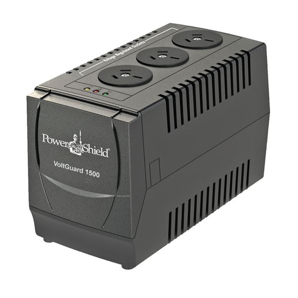 POWERSHIELD VoltGuard AVR 1500VA / 750W with 3x 3 Pin Outlet Sockets. Protects Against Damaging Surges. Stable Regulated Output Voltage Over-temperature & Overload Protection. LED Indicators