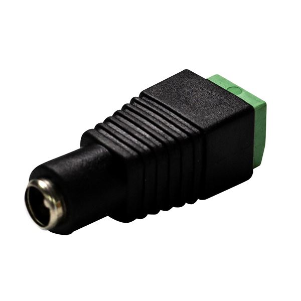 DYNAMIX DC Jack Female Adaptor. Polarity Marked on Connector. 2.1mm Female. Two Screw Block Teminals for Postive & Negative.