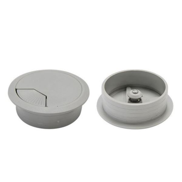 DYNAMIX 60mm Round Desk Grommet. Easily & Neatly Store your Power, Communication, Audio, Video, Computer & Data Cables. Perfect for Installation in Desks, Workstations etc. Grey Colour.