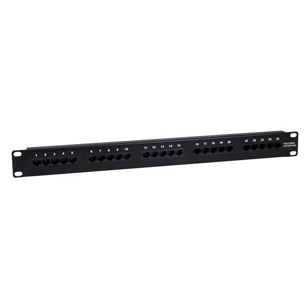 DYNAMIX 25 Port 19'' Voice Rated Patch Panel Unshielded. Cat3 Rated, Active pins 4, 5 & 3, 6