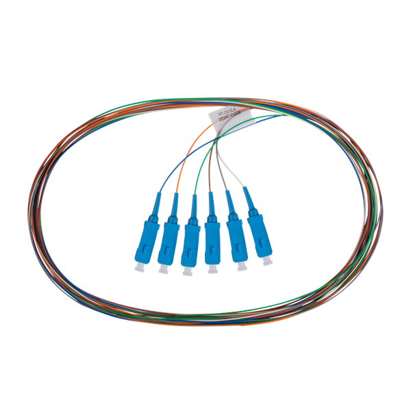 DYNAMIX 2M SC Pigtail G657A1 6 Pk Colour Coded, 900um Single-mode Fibre, Tight Buffer LSZH Jacket