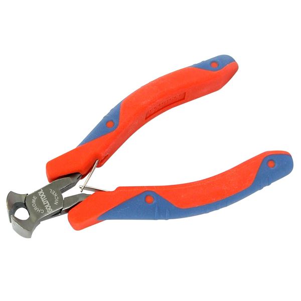 GOLDTOOL 110mm End Nipper Polished CRV Precision Plier. 11mm Flush Cutter, Double Leaf Springs. Rubber Easy Grip Handles for Greater Comfort. Red/Blue Colour