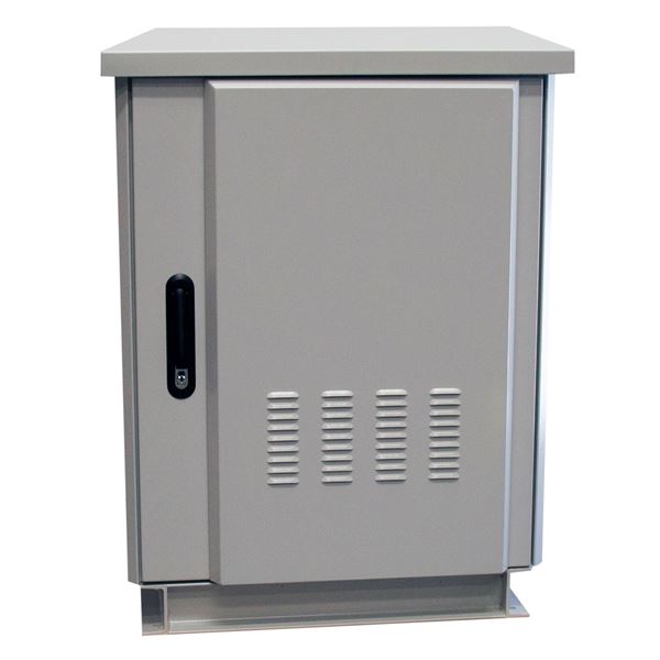 DYNAMIX 45RU Outdoor Freestanding Cabinet. (600x600x2000mm) IP45 Rated, Angled Pivoting Rain Hood, Ventilated fan and filters Includes 10x Cage Nuts,Grey
