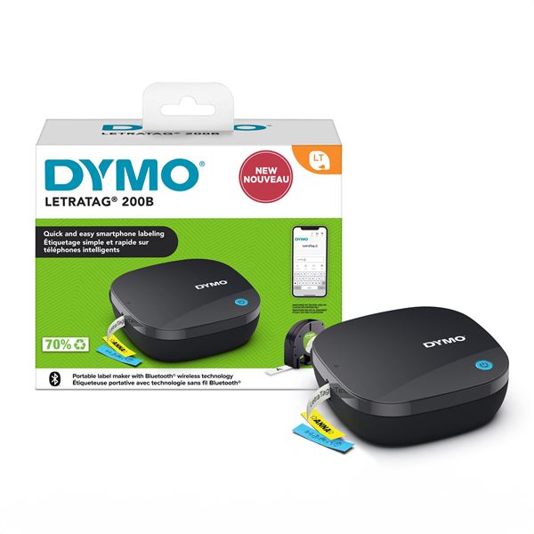 DYMO LetraTag 200B Portable Bluetooth Label Maker. Compact, Lightweight & Battery Operated. Customize Labels 5x Font Sizes, 15x Box Styles, 100+ Icons, Underline Text, Insert Date.