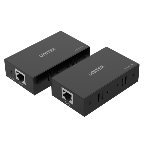 UNITEK HDMI & IR Extender Kit Over Cat6 up to 60M. Supports up to 4K@30Hz. Plug and Play. Power Adapters Included.