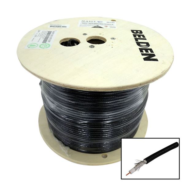 305m Roll RG6 Shielded Cable Black. 75ohm. 18AWG solid Core Foil and braid shield. *** SKY APPROVED ***