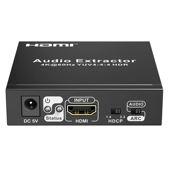 LENKENG HDMI Audio Extractor. 1x HDMI In. 1x HDMI Out. 3x Audio Out. Audio Signal Out via Toslink (Optical Audio), Coaxial or 3.5mm R/L Audio Port.