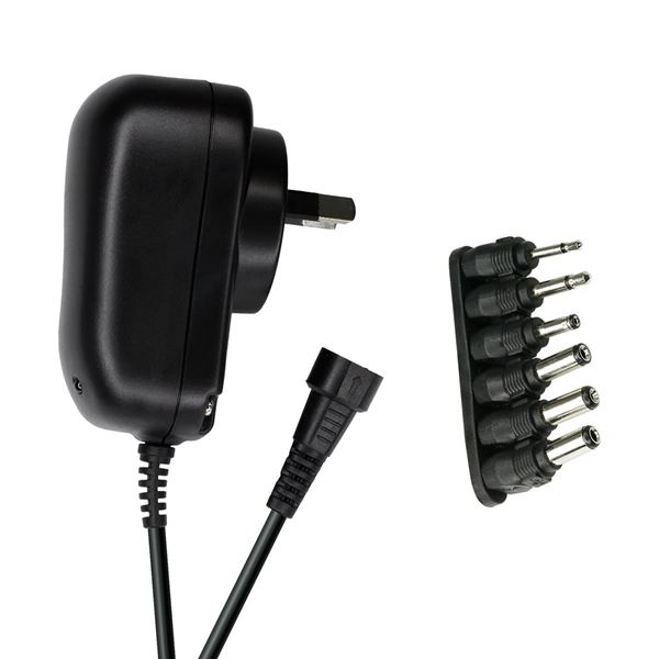 DYNAMIX 100V Universal AC/DC Power Adapter with 6x Detachable Interchangeable Connector Plugs. Supports 3.0/4.5/5.0V 2.0A; 6.0 / 7.5V 1.5A 9.0V 1.3A; 12.0V 1.0A;6.0 (min.) 12.0W(max.) 1.8m Cable.