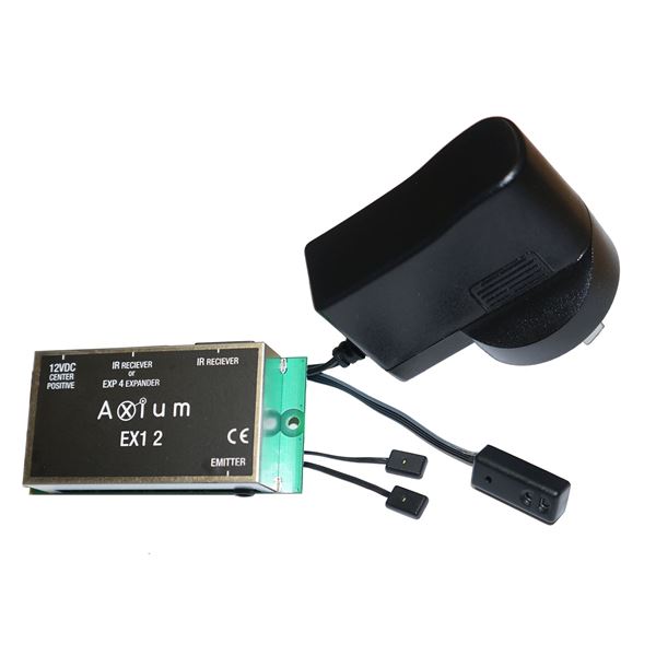 AXIUM IR Kit 12 IR Receiver kit. Ingenious IR return path over the CATx cable via RJ45. Excellent IR receiver range - 8m. Contents - single IRFX3 receiver, 1 x EX12 block, 1 x dual emitters, power sup