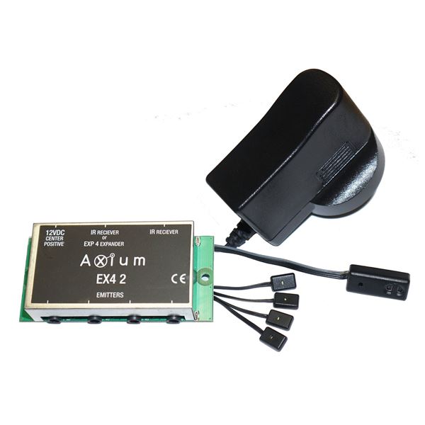 AXIUM IR Kit 42 IR Receiver. Ingenious IR return path over the CATx cable via RJ45.Excellent IR receiver range  - 8m. Contents - Single IRFX3 IR receiver, EX42 block, 4 x emitters, power supply