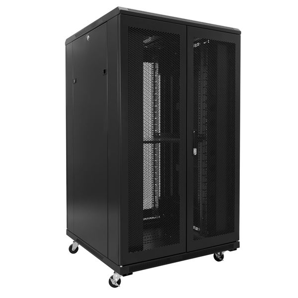 DYNAMIX 27RU Server Cabinet 1000mm Deep (800 x 1000 x 1410mm) Includes 1x Fixed Shelf, 4x Fans, 25x Cage Nuts, 4x Castors & 4x Level Feet. 1000kg static load. Front & Rear Dual Mesh Doors. 6-Way PDU Incl.