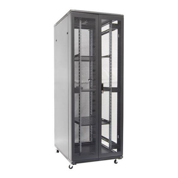 DYNAMIX 42RU Server Cabinet 1000mm Deep (800x1000x2077mm) FLAT PACK Includes 3x Fixed Shelves, 4x Fans, 25x Cage Nuts, 4x Castors, Feet 1000kg static load. Dual Mesh Doors Front & Rear. 6-Way PDU
