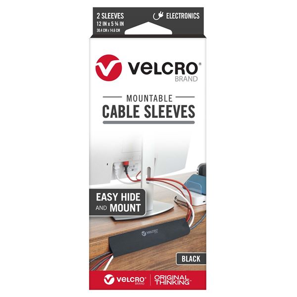 VELCRO Mountable Cable Sleeves. Mount Electrical Cords out of Sight Easy to Add or Change Cables. Removable Adhesive. Under Desk Management Solution. 304x146mm.