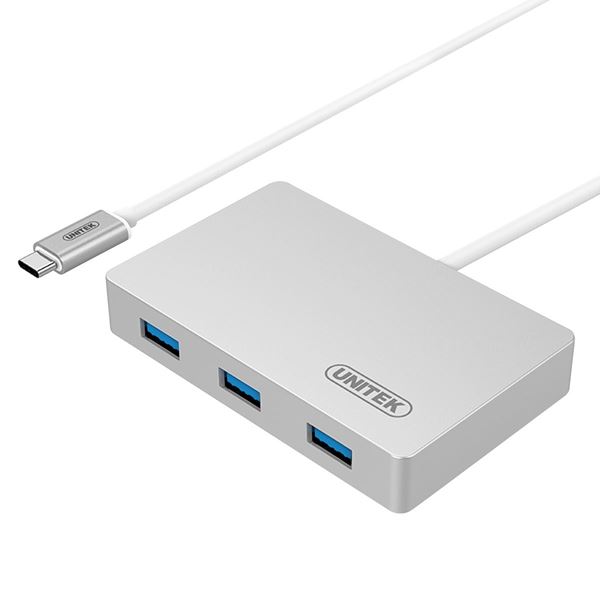 UNITEK 4-in-1 USB-C Hub 3.0 with 3 ports, USB Type -C supports power delivery and 5Gbps transfer. Delivery Max 20V 3A, Plug and Play No driver to install, Cable length