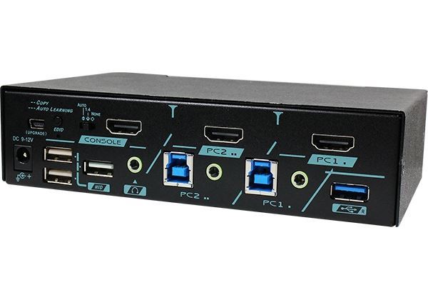 REXTRON 2 Ports True 4K HDMI KVM Switch With HDCP Engine, USB 3.2, Audio, Hotkey Control