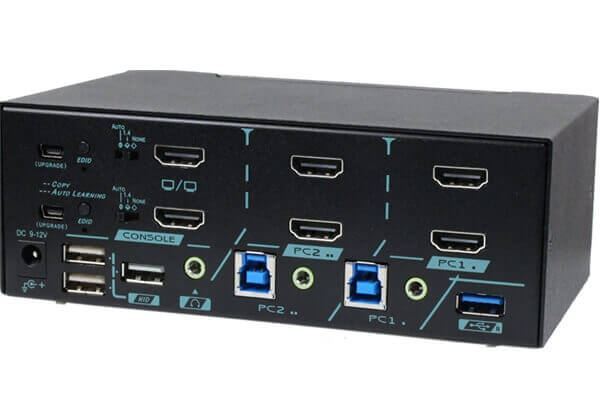 REXTRON 2 Ports Dual Monitor HDMI KVM Switch With HDCP Engine, EDID, USB 3.2 Gen 1, Audio, Hotkey Control