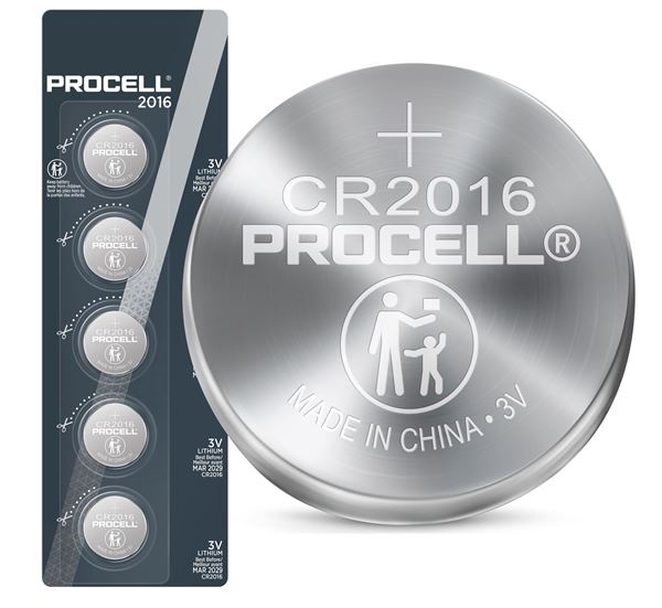 #PROCELL Lithium CR2016 Coin Battery. Box of 20 (4x Strips of 5)